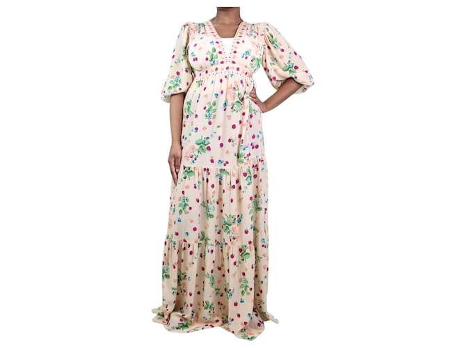 Autre Marque Multicoloured floral and fruit maxi dress - size UK 12 Multiple colors Silk  ref.1217350