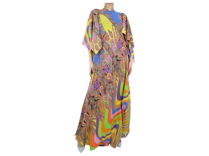 Etro Vestido largo de seda con estampado paisley multicolor - talla UK 8  ref.1217351