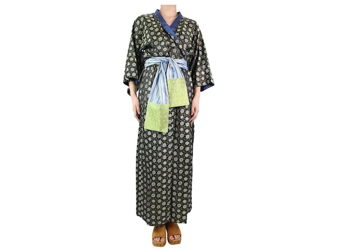 Autre Marque Mehrfarbig bedruckter Jacquard-Kimono mit Gürtel – Einheitsgröße Mehrfarben Seide  ref.1217354