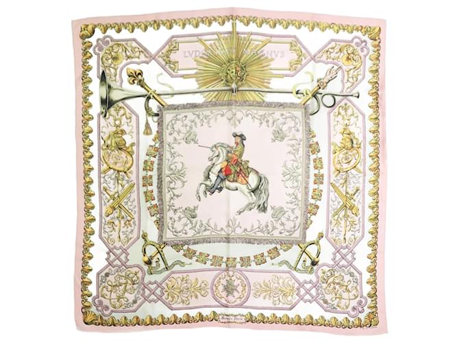 Hermès Foulard cheval en soie rose clair  ref.1217364