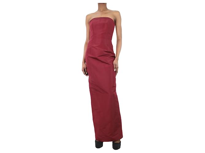 Autre Marque Burgundy silk strapless midi dress - size US 2 Dark red  ref.1217375