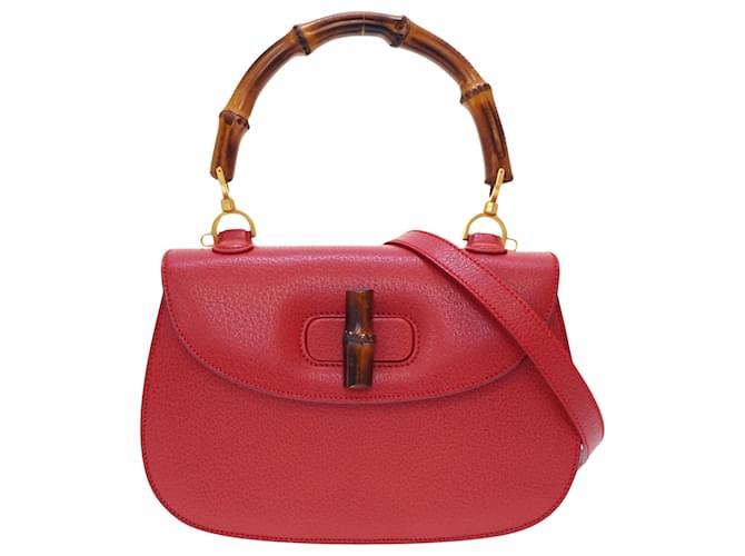Gucci Bamboo Cuir Rouge  ref.1217430