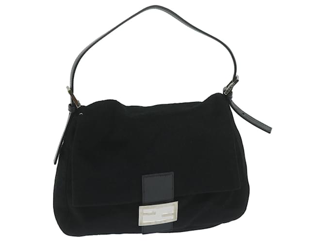 FENDI Mamma Baguette Sac à bandoulière Feutre Noir 2348 26325 099 Ep d'authentification2866 Coton  ref.1217688