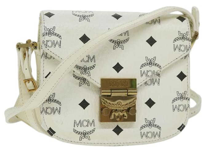 MCM Vicetos Logogram Shoulder Bag PVC Leather White Auth 64172  ref.1217697