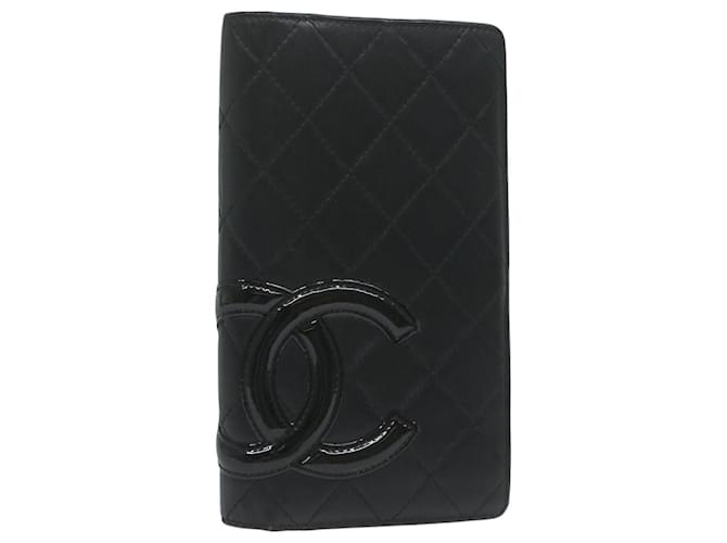 CHANEL Cambon Line Wallet Leather Black CC Auth am5582  ref.1217701