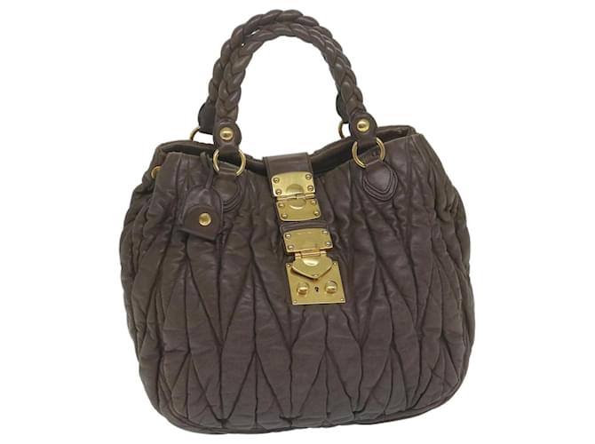 Miu Miu Materasse Hand Bag Leather Brown Auth bs11436  ref.1217734