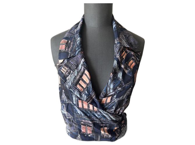 Top Chanel in seta multicolore