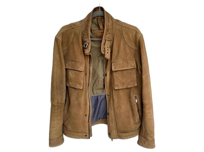 Massimo Dutti leather jacket Brown  ref.1217862