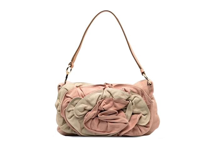 Pink Saint Laurent Suede Nadja Rose Flap Bag Leather  ref.1217887