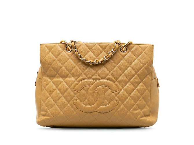 Tan Chanel Caviar Grand Shopping Tote Camel Leather  ref.1217898