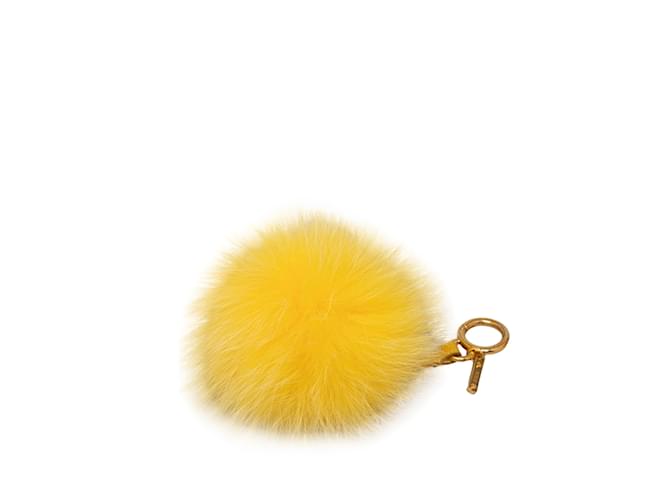 Ciondolo per borsa con pompon in pelliccia Fendi gialla Giallo  ref.1217910