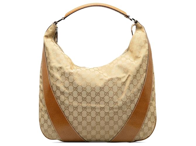Tan Gucci GG Canvas Hobo Camel Leather  ref.1217932