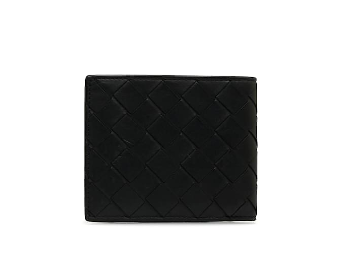 Black Bottega Veneta Intrecciato Bi-fold Wallet Nero Pelle  ref.1217934