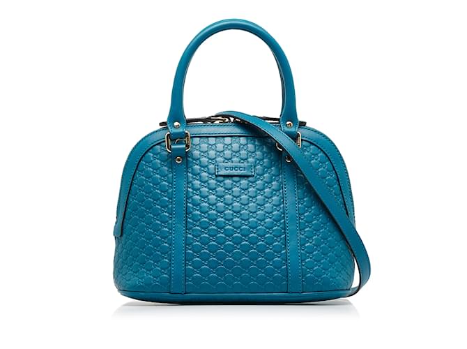 Bolsa Gucci Mini Microguccissima Dome Azul Couro  ref.1217962