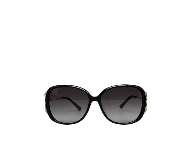 Schwarze, runde, getönte Gucci-Sonnenbrille  ref.1218006