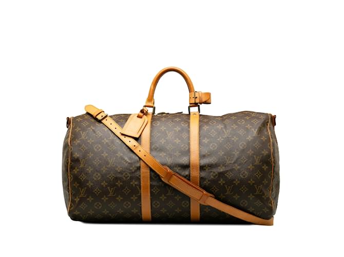 Brown Louis Vuitton Monogram Keepall Bandouliere 55 Travel bag Leather  ref.1218023