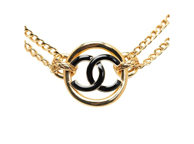 Gold Chanel CC lined Chain Choker Costume Necklace Golden Yellow gold  ref.1218034