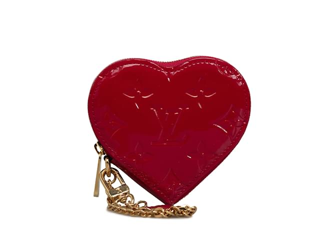 Bolsa Red Louis Vuitton Monograma Vernis Heart Coin Vermelho  ref.1218052