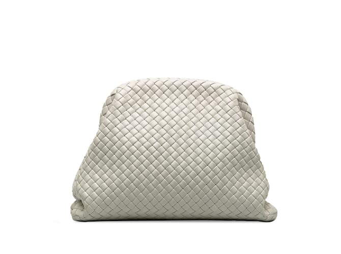 White Bottega Veneta Intrecciato The Pouch Clutch Bag Leather  ref.1218055