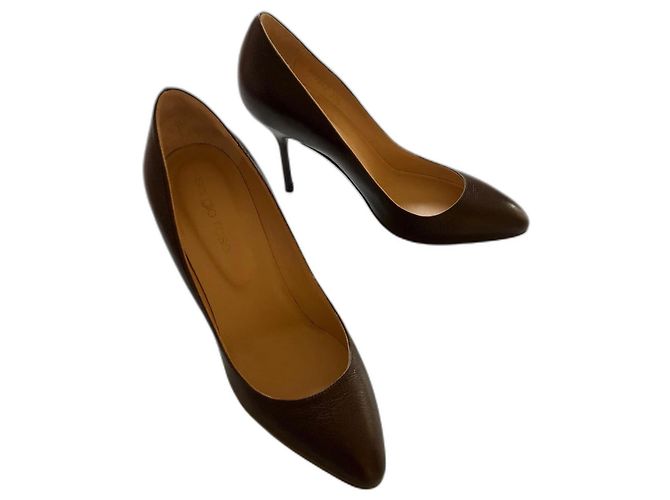 Sergio Rossi Chi-Chi brown leather pumps Dark brown