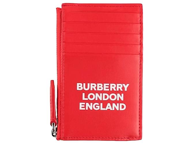 BURBERRY CARD HOLDER Red Leather  ref.1218103