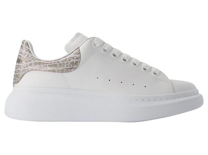 Oversized Sneakers - Alexander Mcqueen - Leather - White/Argenté Pony-style calfskin  ref.1218166