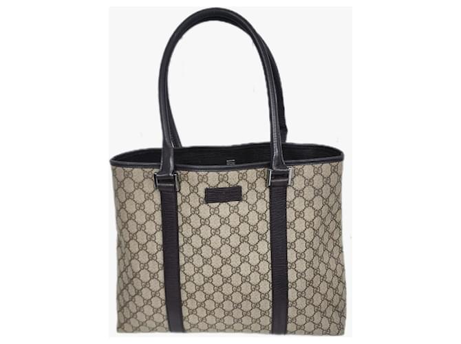 Ophidia Gucci GG Supreme Joy Einkaufstasche in sehr gutem Zustand Dunkelbraun Leder  ref.1218170