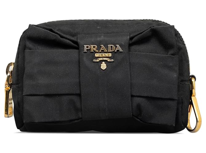 Bow Schwarze Tessuto-Tasche mit Fiocco-Schleife von Prada Nylon Tuch  ref.1218174