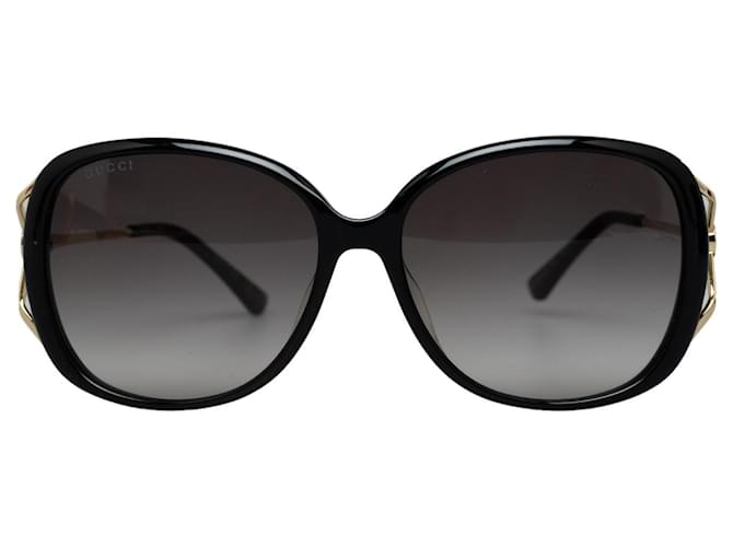 Gafas de sol polarizadas redondas negras Gucci Negro Plástico Resina  ref.1218210