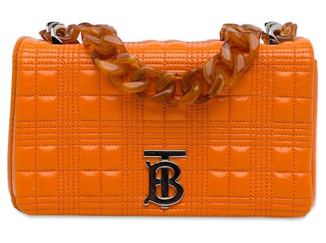 Burberry Orange Small Lola Resin Chain Shoulder Bag Leather  ref.1218229