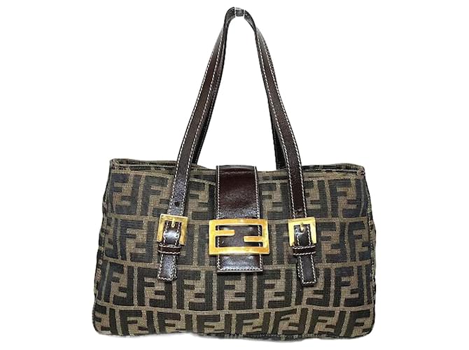 Fendi Tote de lona Zucca 2228 26572 089 Castaño Lienzo  ref.1218260