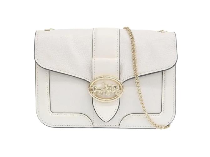 Coach Bolsa de couro Georgie com corrente em muito bom estado Branco  ref.1218264