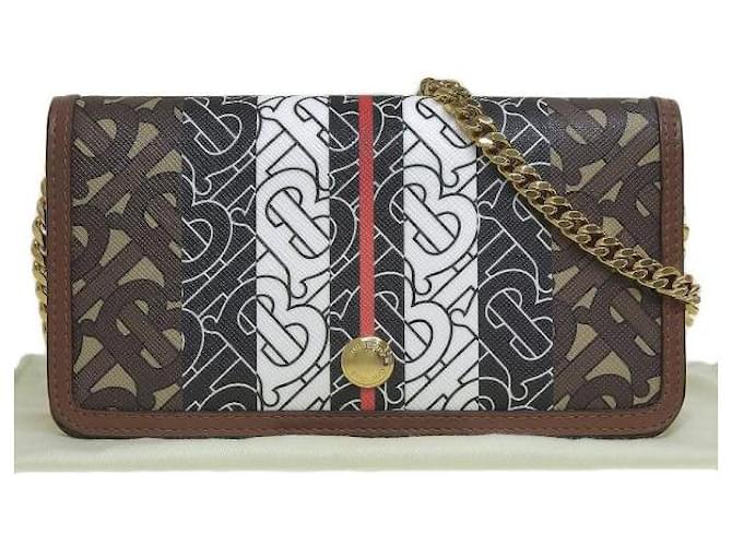 Burberry TB Rowe Wallet on Chain Black Leather Pony-style calfskin  ref.1218272