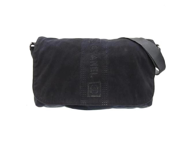 Chanel Sport Ligne Logo Messenger Bag Black Cloth  ref.1218273