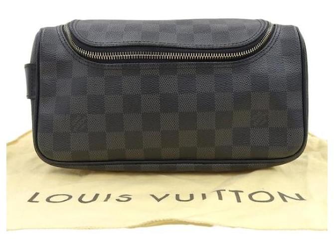 Louis Vuitton Damier Graphite Kulturbeutel N47625 Schwarz Leinwand  ref.1218277
