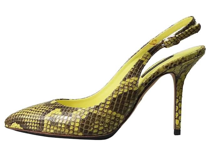 Dolce & Gabbana Slingbacks en peau de serpent jaune - taille EU 37 Cuir  ref.1218291