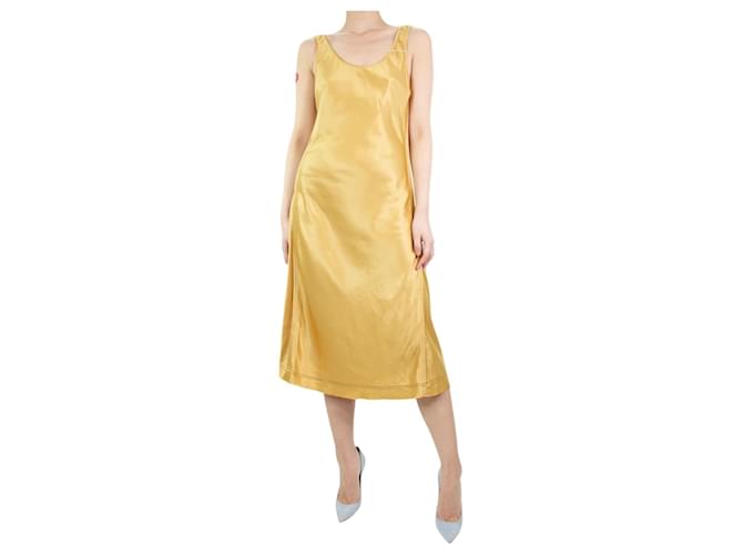 Acne Yellow satin slip dress - size UK 8 Polyester  ref.1218295