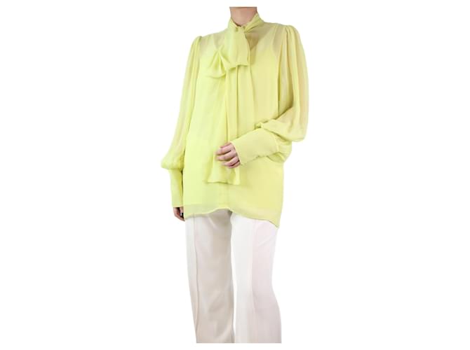 Autre Marque Yellow satin-chiffon blouse - size UK 14 Polyester  ref.1218297