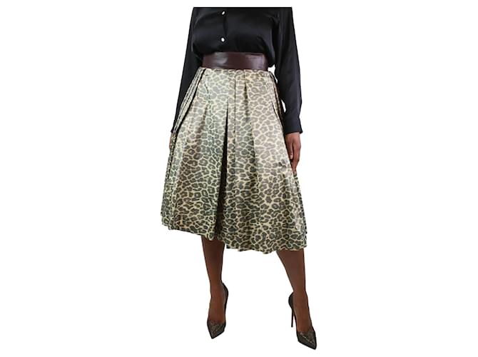 Hermès Falda midi con estampado animal print de leopardo - talla UK 12 Poliéster  ref.1218300