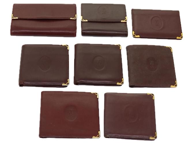 CARTIER Wallet Leather 8Set Wine Red Auth ar11263  ref.1218356