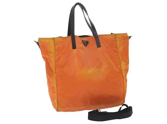 PRADA Tote Bag Nylon 2way Orange Auth 63385  ref.1218373