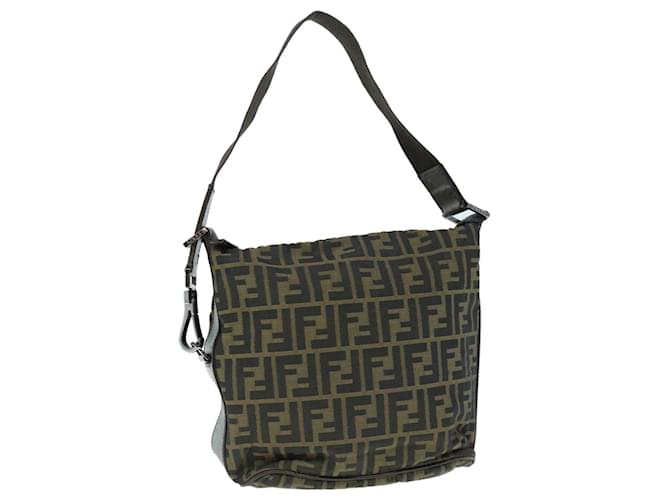 FENDI Zucca Canvas Shoulder Bag Black Brown Auth bs11305 Cloth  ref.1218395