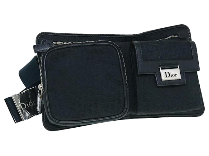 Christian Dior Trotter Bolsa de cintura em lona Preto Auth 63694  ref.1218415