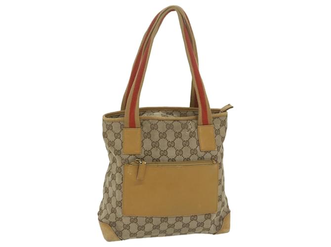 GUCCI GG Canvas Sherry Line Tote Bag Beige Orange Auth 64008 Cloth  ref.1218421