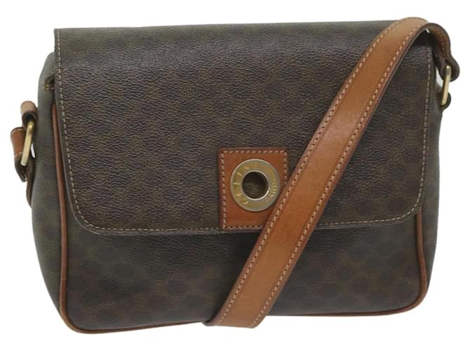 Céline CELINE Macadam Canvas Shoulder Bag PVC Leather Brown Auth bs11412  ref.1218427