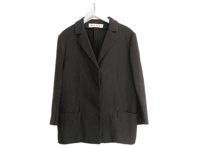 Schwarze Jacke mit entspannter Passform aus den Archiven von Marni Baumwolle Leinen Nylon  ref.1218451