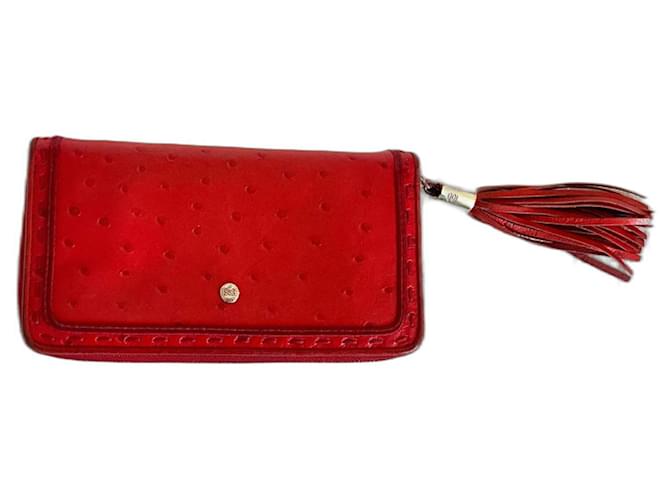 Lancel Primeiro flerte Vermelho Couro de avestruz  ref.1218460