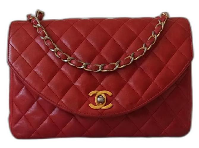 Chanel Handbags Red Leather  ref.1218473