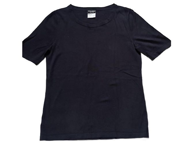 Cambon Camiseta Chanel Uniform de algodón azul marino