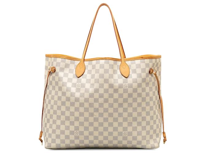 White Louis Vuitton Damier Azur Neverfull GM Tote Bag Leather  ref.1218498